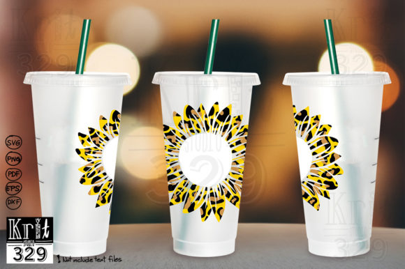 Download Sunflower Cheetah Wreath Svg Decal  Cup - Premium Bundle