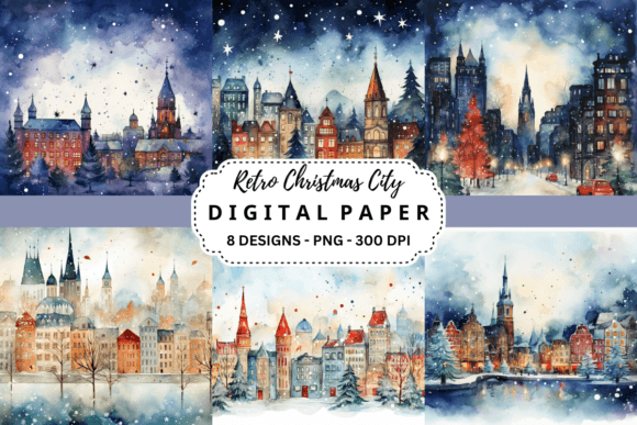 Download Retro Christmas City Background - Christmas city background Collection